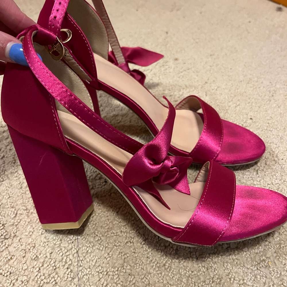 Elegant Pink Satin Heels